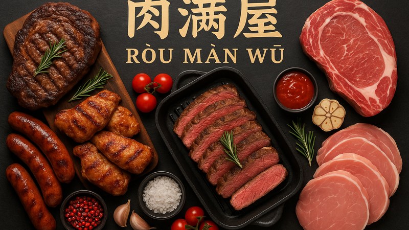 肉满屋中式炭火烤肉现场，鲜肉满屏飘香